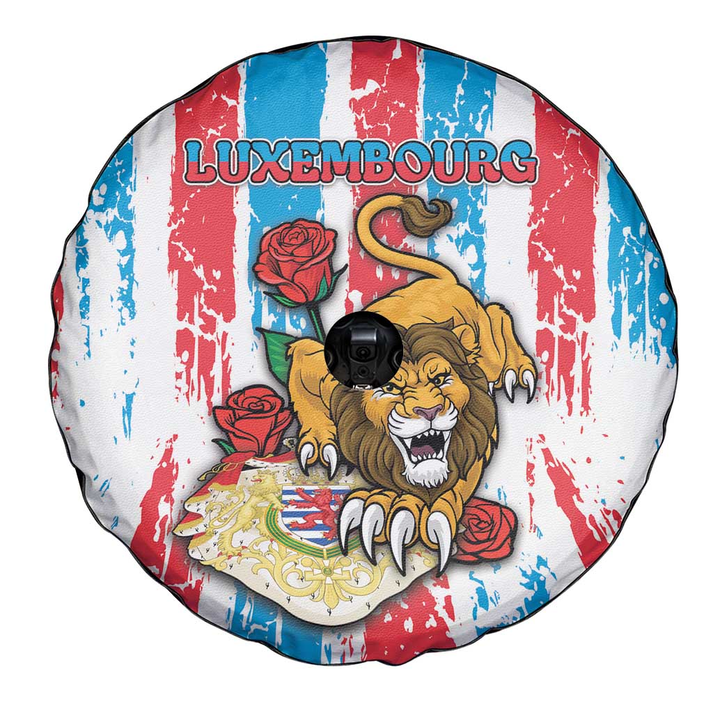 Luxembourg Spare Tire Cover Red Lion With Coat Of Arms - Wonder Print Shop
