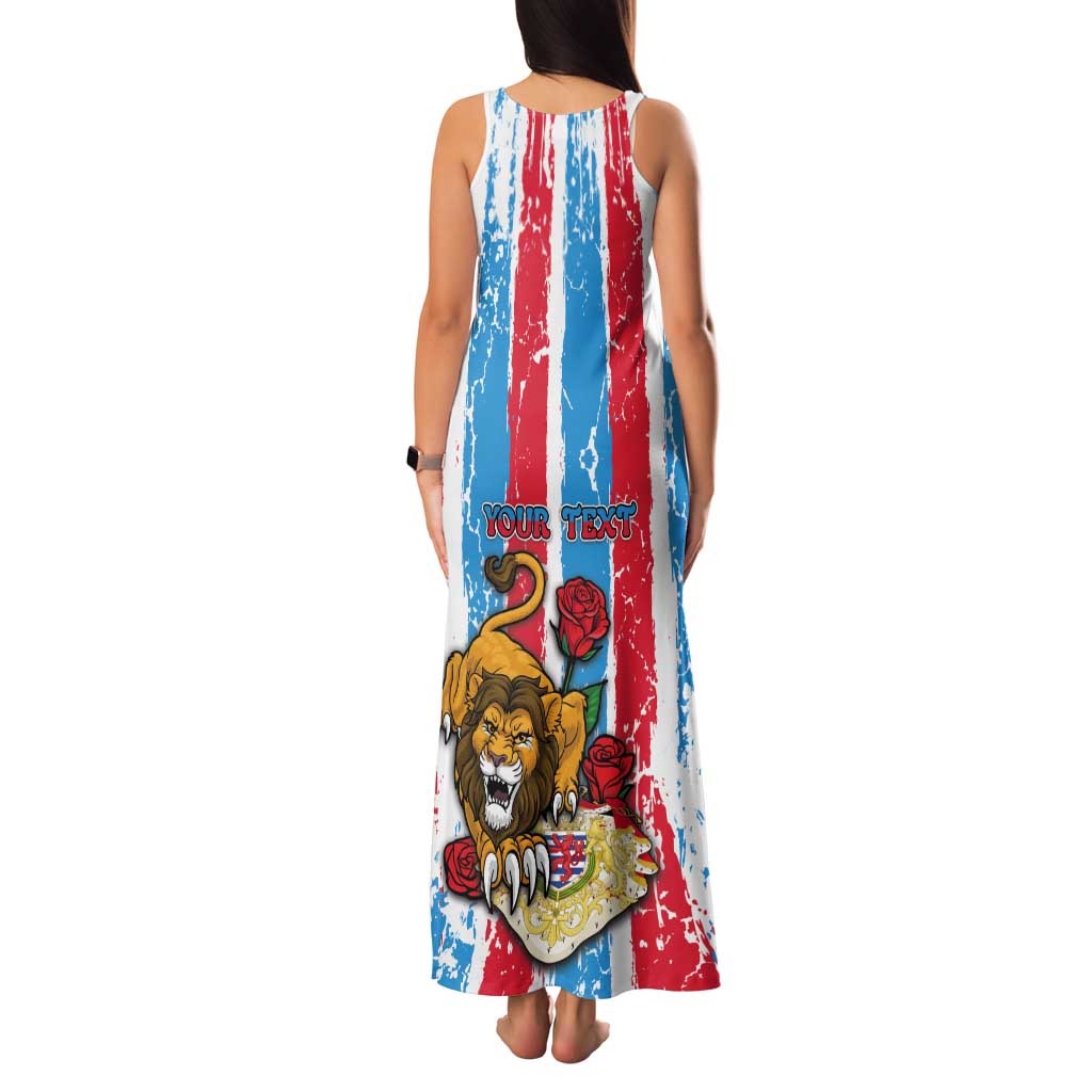 Personalized Luxembourg Tank Maxi Dress Red Lion With Coat Of Arms - Wonder Print Shop