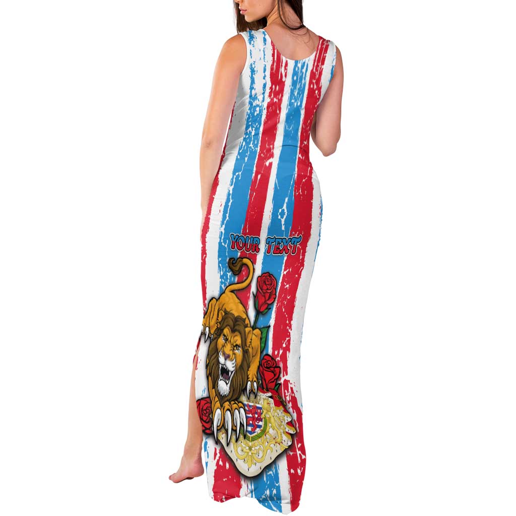 Personalized Luxembourg Tank Maxi Dress Red Lion With Coat Of Arms - Wonder Print Shop