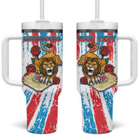 Personalized Luxembourg Tumbler With Handle Red Lion With Coat Of Arms - Wonder Print Shop