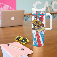 Personalized Luxembourg Tumbler With Handle Red Lion With Coat Of Arms - Wonder Print Shop