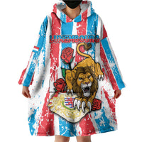 Personalized Luxembourg Wearable Blanket Hoodie Red Lion With Coat Of Arms - Wonder Print Shop