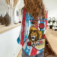 Personalized Luxembourg Women Casual Shirt Red Lion With Coat Of Arms - Wonder Print Shop