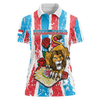 Personalized Luxembourg Women Polo Shirt Red Lion With Coat Of Arms - Wonder Print Shop