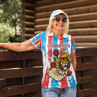 Personalized Luxembourg Women Polo Shirt Red Lion With Coat Of Arms - Wonder Print Shop