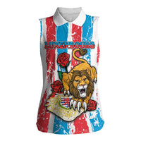 Personalized Luxembourg Women Sleeveless Polo Shirt Red Lion With Coat Of Arms - Wonder Print Shop