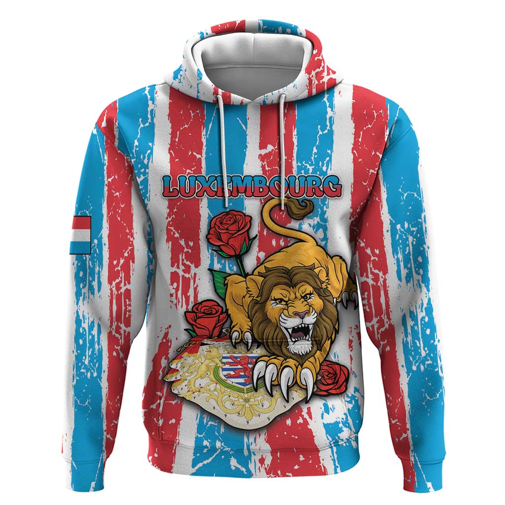 Personalized Luxembourg Zip Hoodie Red Lion With Coat Of Arms - Wonder Print Shop
