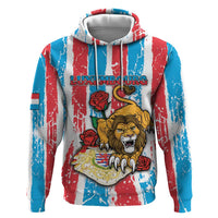 Personalized Luxembourg Zip Hoodie Red Lion With Coat Of Arms - Wonder Print Shop