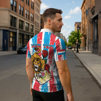 Personalized Luxembourg Zipper Polo Shirt Red Lion With Coat Of Arms - Wonder Print Shop