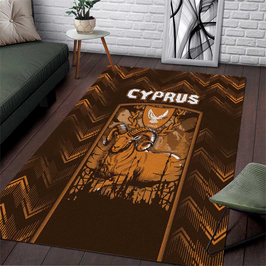 Cyprus Area Rug The Cypriot Mouflon With Coat Of Arms - Wonder Print Shop