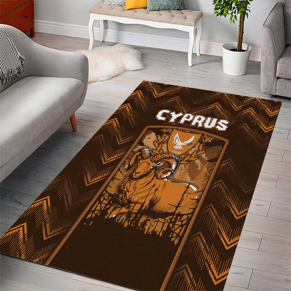 Cyprus Area Rug The Cypriot Mouflon With Coat Of Arms - Wonder Print Shop