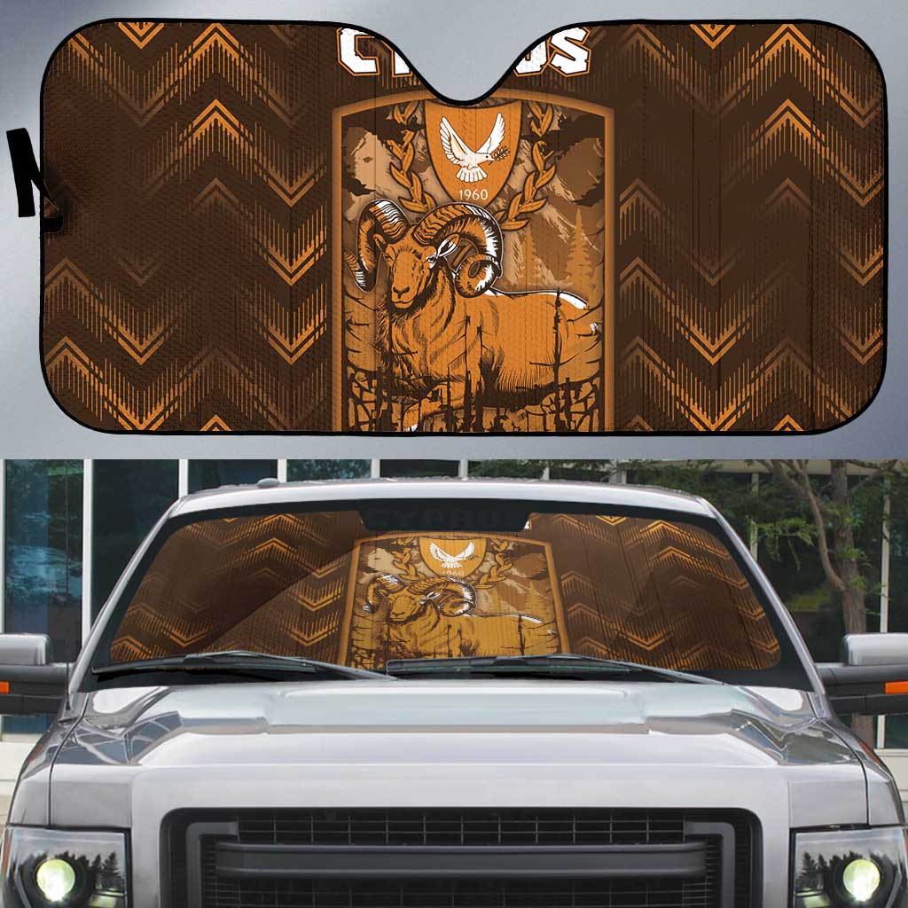 Cyprus Auto Sun Shade The Cypriot Mouflon With Coat Of Arms - Wonder Print Shop
