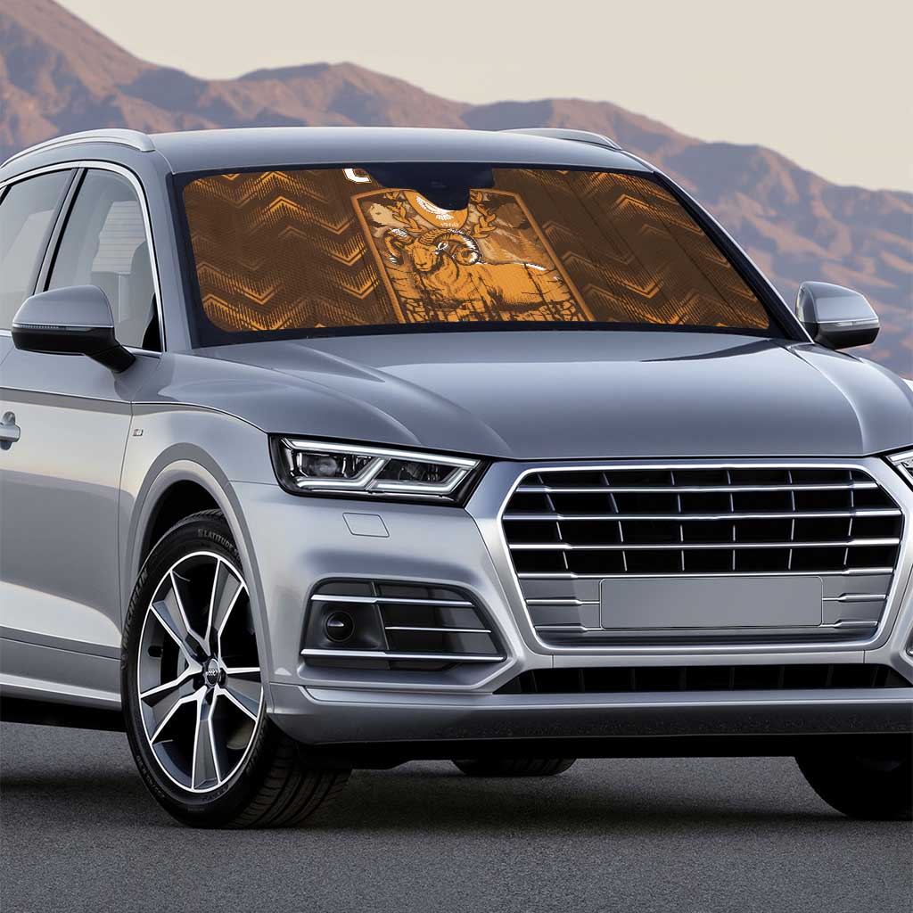 Cyprus Auto Sun Shade The Cypriot Mouflon With Coat Of Arms - Wonder Print Shop