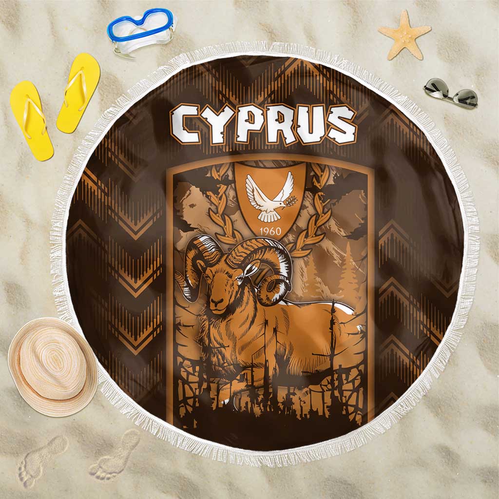 Cyprus Beach Blanket The Cypriot Mouflon With Coat Of Arms - Wonder Print Shop