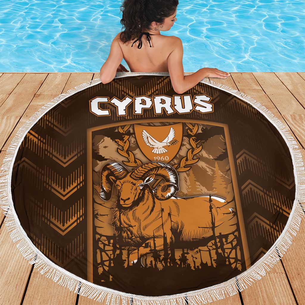 Cyprus Beach Blanket The Cypriot Mouflon With Coat Of Arms - Wonder Print Shop
