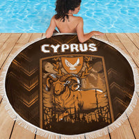 Cyprus Beach Blanket The Cypriot Mouflon With Coat Of Arms - Wonder Print Shop