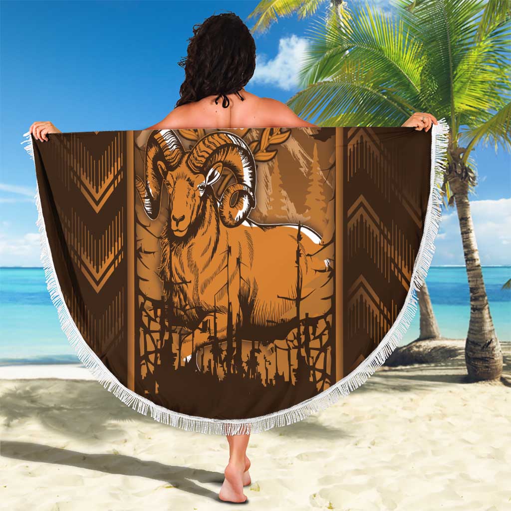 Cyprus Beach Blanket The Cypriot Mouflon With Coat Of Arms - Wonder Print Shop
