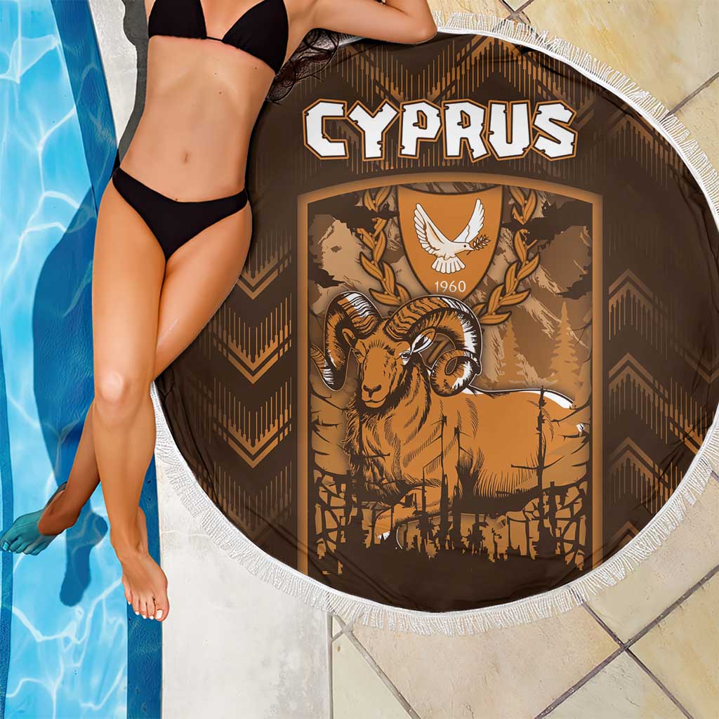 Cyprus Beach Blanket The Cypriot Mouflon With Coat Of Arms - Wonder Print Shop