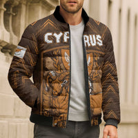 Personalized Cyprus Bomber Puffer Jacket The Cypriot Mouflon With Coat Of Arms - Wonder Print Shop
