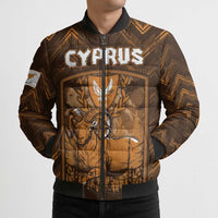 Personalized Cyprus Bomber Puffer Jacket The Cypriot Mouflon With Coat Of Arms - Wonder Print Shop