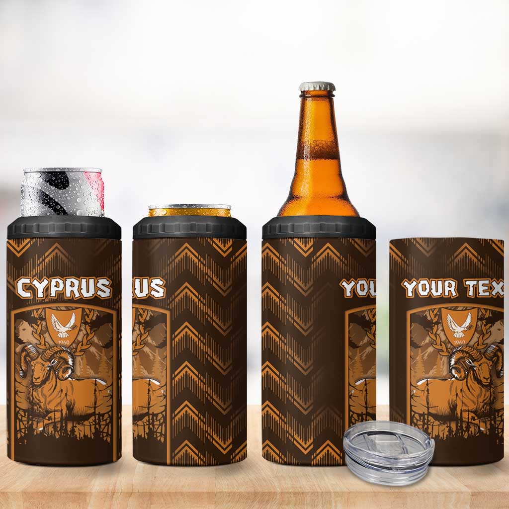 Personalized Cyprus 4 in 1 Can Cooler Tumbler The Cypriot Mouflon With Coat Of Arms - Wonder Print Shop