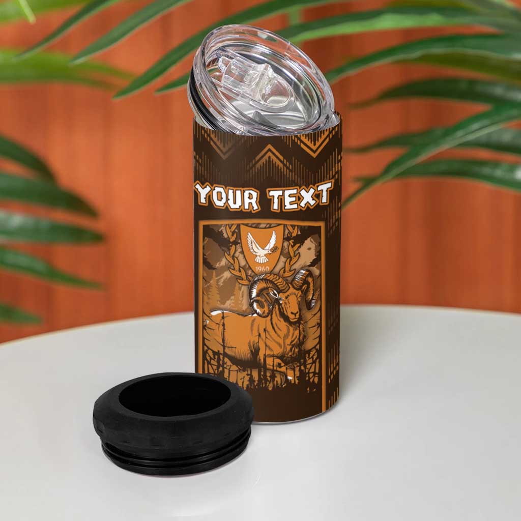 Personalized Cyprus 4 in 1 Can Cooler Tumbler The Cypriot Mouflon With Coat Of Arms - Wonder Print Shop