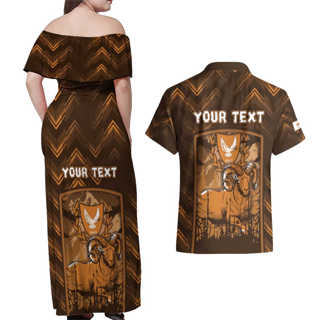 Personalized Cyprus Couples Matching Off Shoulder Maxi Dress and Hawaiian Shirt The Cypriot Mouflon With Coat Of Arms - Wonder Print Shop