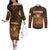Personalized Cyprus Couples Matching Off The Shoulder Long Sleeve Dress and Long Sleeve Button Shirt The Cypriot Mouflon With Coat Of Arms - Wonder Print Shop