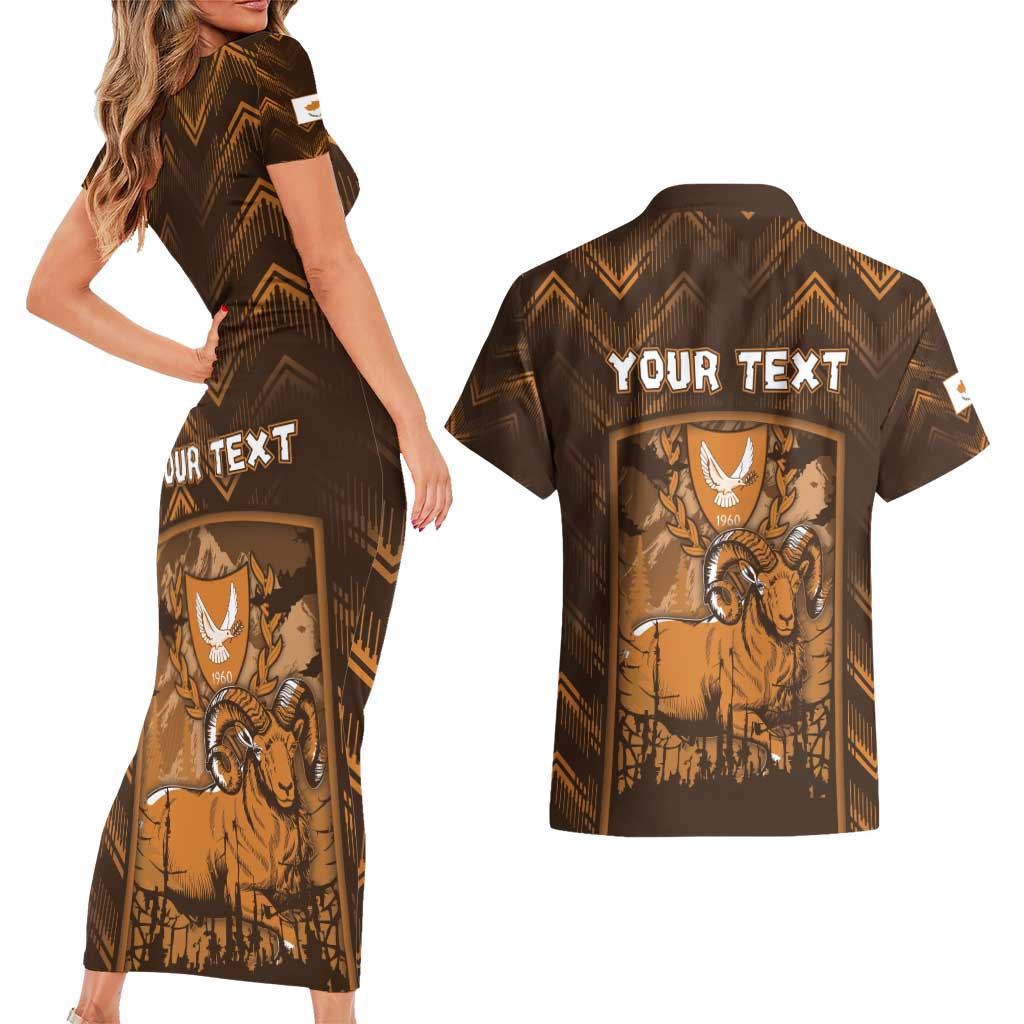Personalized Cyprus Couples Matching Short Sleeve Bodycon Dress and Hawaiian Shirt The Cypriot Mouflon With Coat Of Arms - Wonder Print Shop