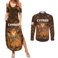 Personalized Cyprus Couples Matching Summer Maxi Dress and Long Sleeve Button Shirt The Cypriot Mouflon With Coat Of Arms - Wonder Print Shop