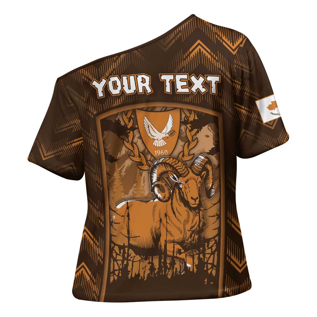Personalized Cyprus Cross Shoulder Shirt The Cypriot Mouflon With Coat Of Arms - Wonder Print Shop