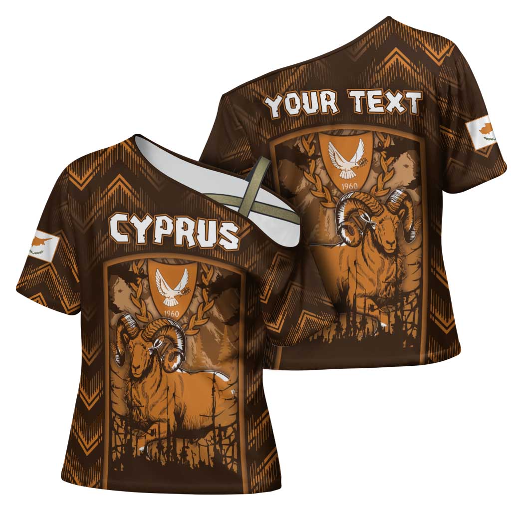 Personalized Cyprus Cross Shoulder Shirt The Cypriot Mouflon With Coat Of Arms - Wonder Print Shop