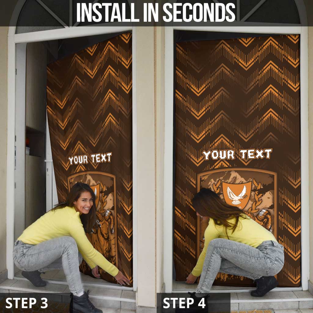 Cyprus Door Cover The Cypriot Mouflon With Coat Of Arms - Wonder Print Shop