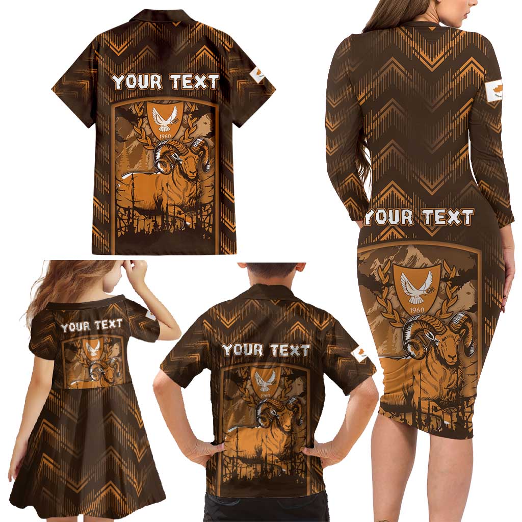 Personalized Cyprus Family Matching Long Sleeve Bodycon Dress and Hawaiian Shirt The Cypriot Mouflon With Coat Of Arms - Wonder Print Shop