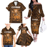 Personalized Cyprus Family Matching Off The Shoulder Long Sleeve Dress and Hawaiian Shirt The Cypriot Mouflon With Coat Of Arms - Wonder Print Shop