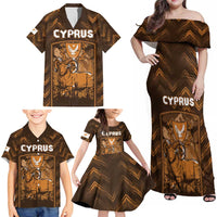 Personalized Cyprus Family Matching Off Shoulder Maxi Dress and Hawaiian Shirt The Cypriot Mouflon With Coat Of Arms - Wonder Print Shop