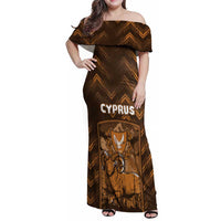 Personalized Cyprus Family Matching Off Shoulder Maxi Dress and Hawaiian Shirt The Cypriot Mouflon With Coat Of Arms - Wonder Print Shop