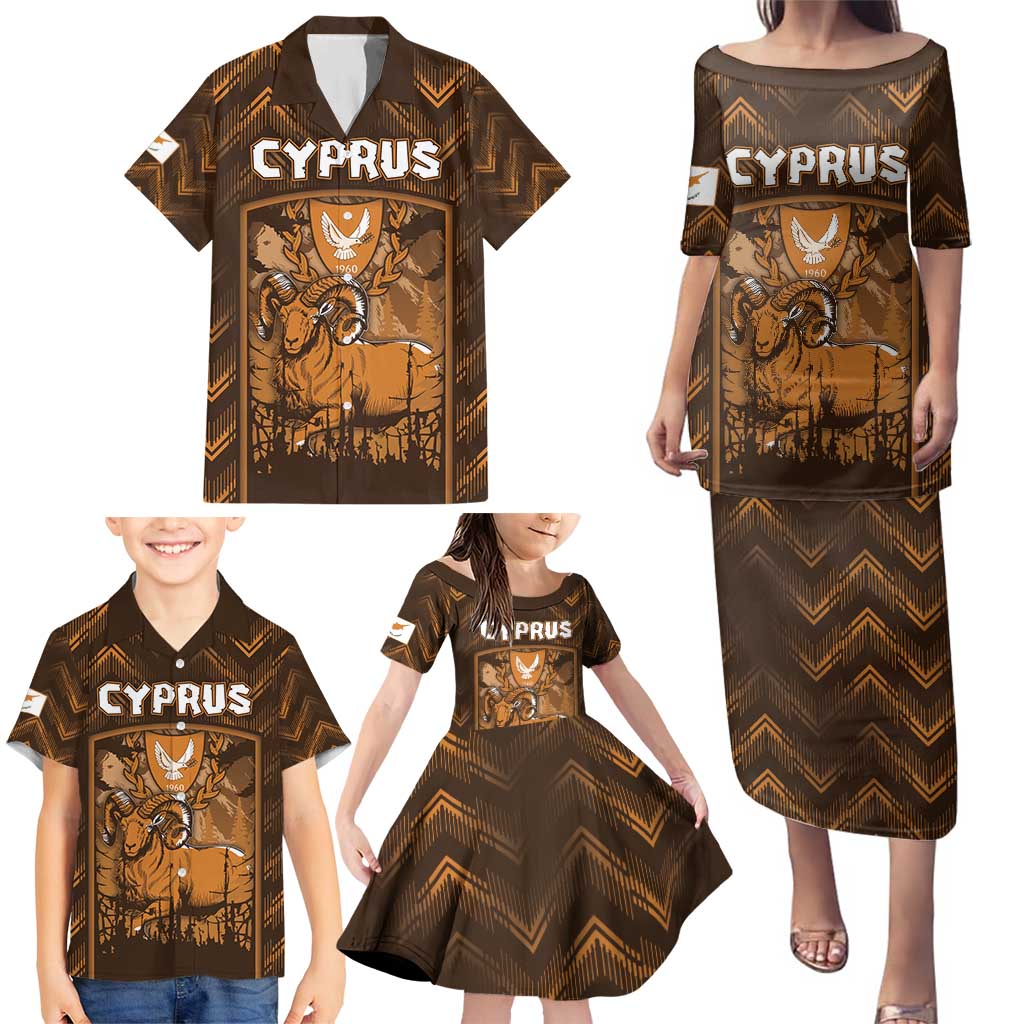 Personalized Cyprus Family Matching Puletasi and Hawaiian Shirt The Cypriot Mouflon With Coat Of Arms - Wonder Print Shop