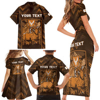 Personalized Cyprus Family Matching Short Sleeve Bodycon Dress and Hawaiian Shirt The Cypriot Mouflon With Coat Of Arms - Wonder Print Shop
