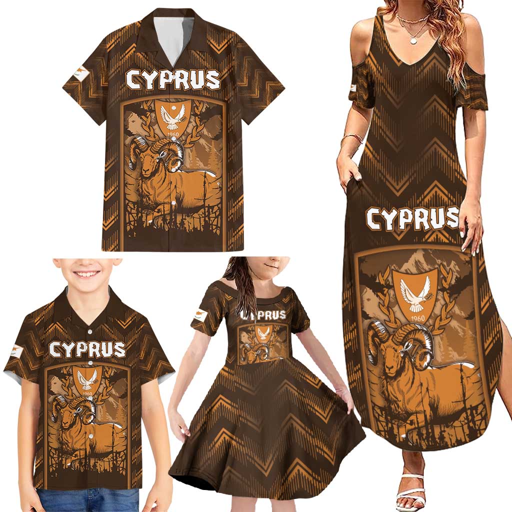 Personalized Cyprus Family Matching Summer Maxi Dress and Hawaiian Shirt The Cypriot Mouflon With Coat Of Arms - Wonder Print Shop