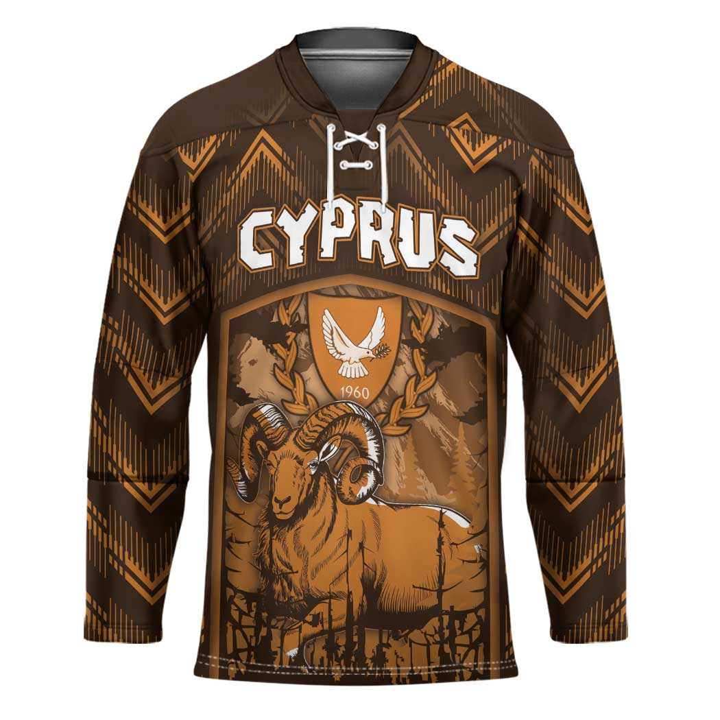 Personalized Cyprus Hockey Jersey The Cypriot Mouflon With Coat Of Arms - Wonder Print Shop