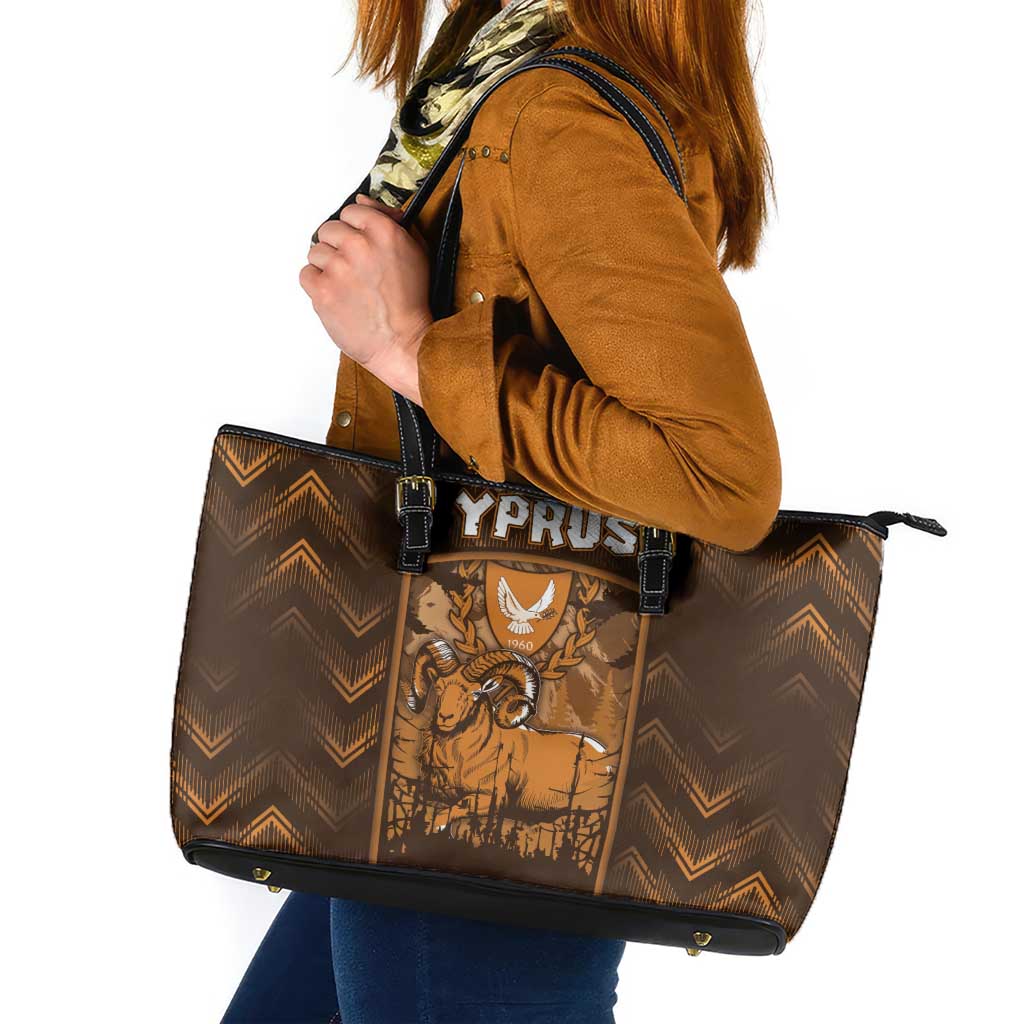 Cyprus Leather Tote Bag The Cypriot Mouflon With Coat Of Arms - Wonder Print Shop