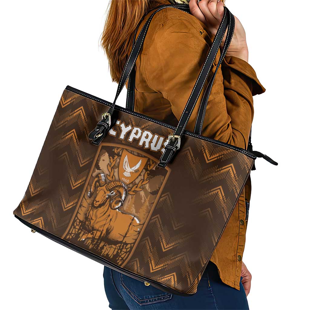 Cyprus Leather Tote Bag The Cypriot Mouflon With Coat Of Arms - Wonder Print Shop