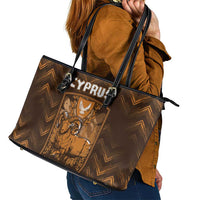 Cyprus Leather Tote Bag The Cypriot Mouflon With Coat Of Arms - Wonder Print Shop