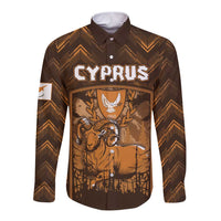 Personalized Cyprus Long Sleeve Button Shirt The Cypriot Mouflon With Coat Of Arms - Wonder Print Shop