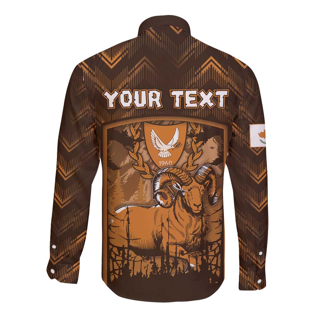 Personalized Cyprus Long Sleeve Button Shirt The Cypriot Mouflon With Coat Of Arms - Wonder Print Shop
