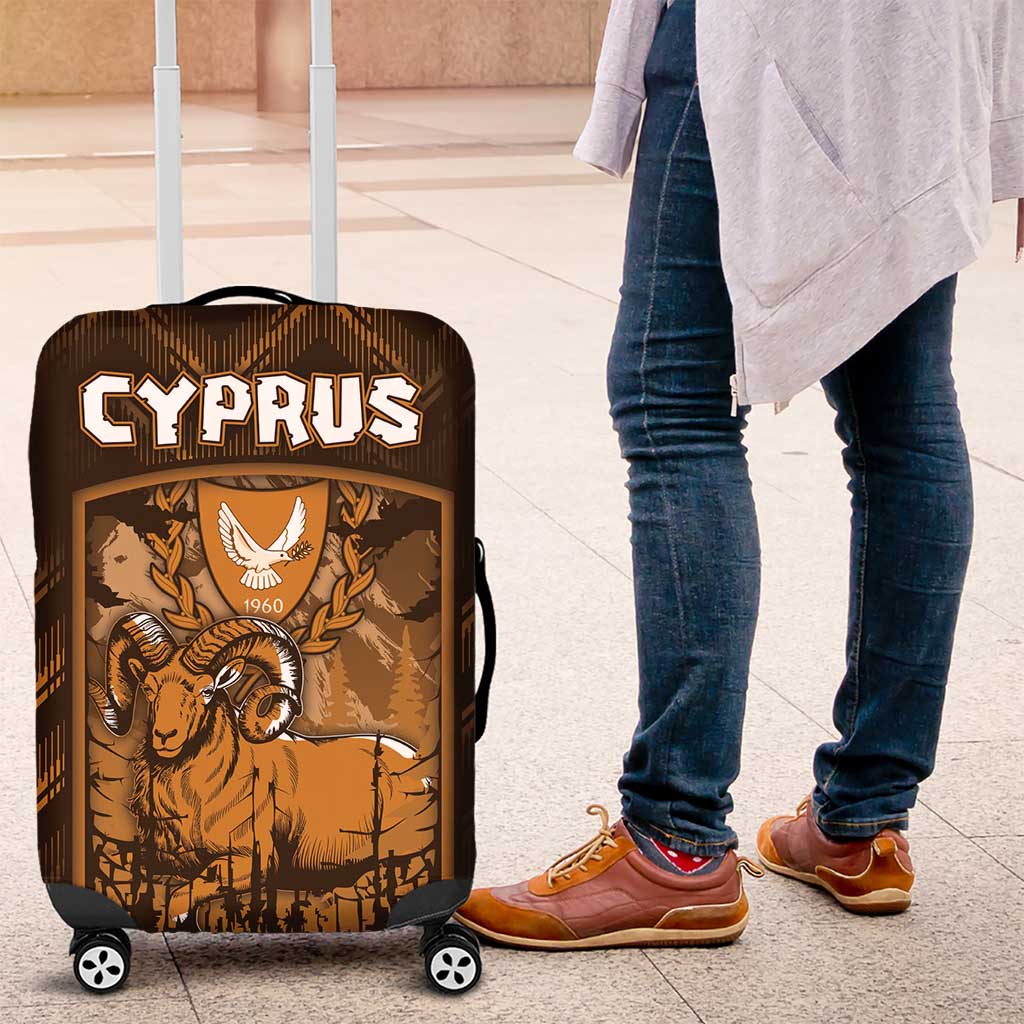Cyprus Luggage Cover The Cypriot Mouflon With Coat Of Arms - Wonder Print Shop