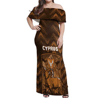 Personalized Cyprus Off Shoulder Maxi Dress The Cypriot Mouflon With Coat Of Arms - Wonder Print Shop
