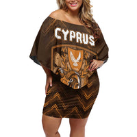 Personalized Cyprus Off Shoulder Short Dress The Cypriot Mouflon With Coat Of Arms - Wonder Print Shop