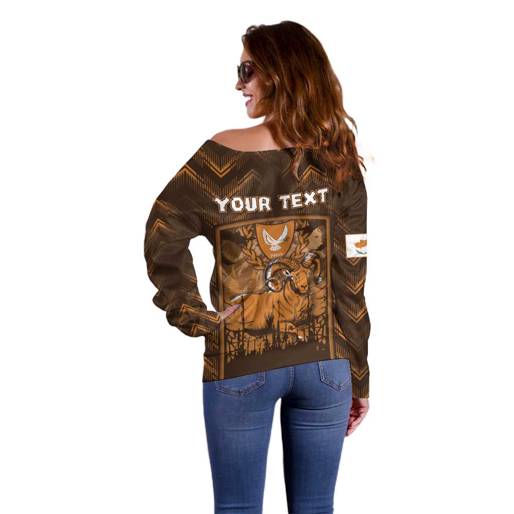 Personalized Cyprus Off Shoulder Sweater The Cypriot Mouflon With Coat Of Arms - Wonder Print Shop
